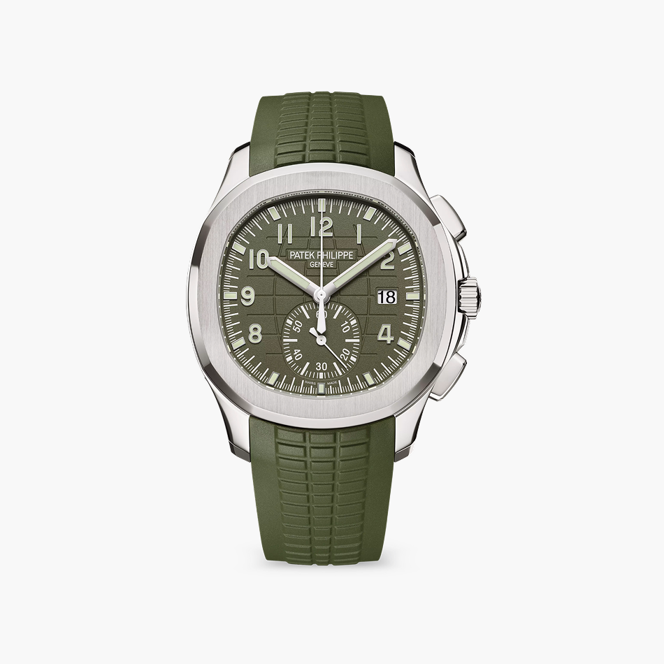 Patek Philippe Aquanaut 42.2mm 5968G Chronograph Khaki Green Composite Strap White Gold Case