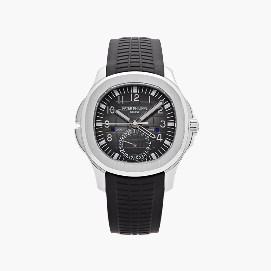 Patek Philippe Aquanaut 40mm Travel Time 5164A Black Dial Black Tropical Straps