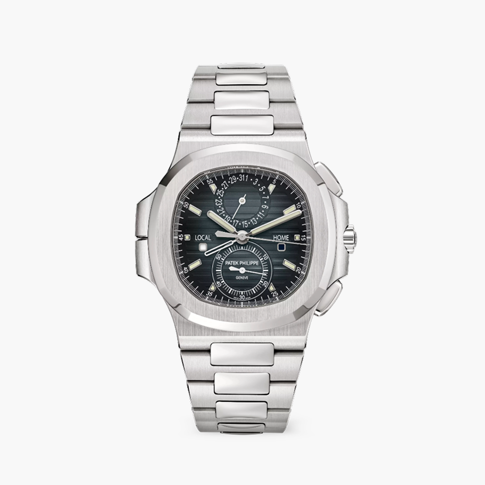 Patek Philippe Nautilus 40.5mm 5990/1A Stainless Steel Travel Time Dial Sunburst Blue With Black-Gradient Rim
