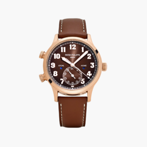 Complications Calatrava Pilot Travel Time 42mm Sunburst Brown Strap Rose Gold 5524R