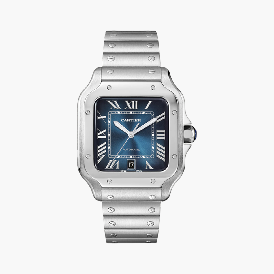 Cartier Santos Large Steel with Blue Dial