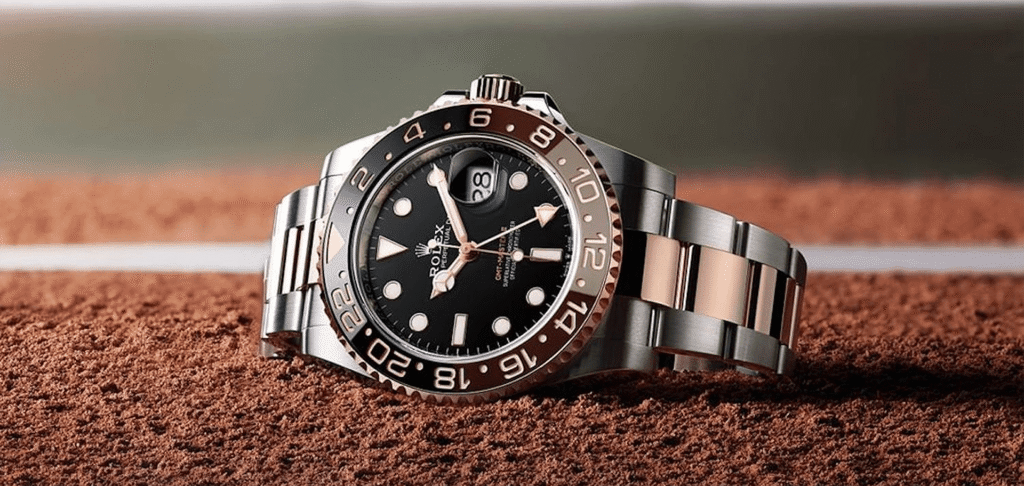 Rolex GMT-Master II with black dial and two-tone Oyster bracelet